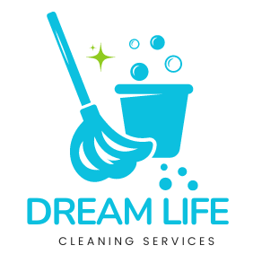 Blue Green Illustrative Cleaning Services Logo